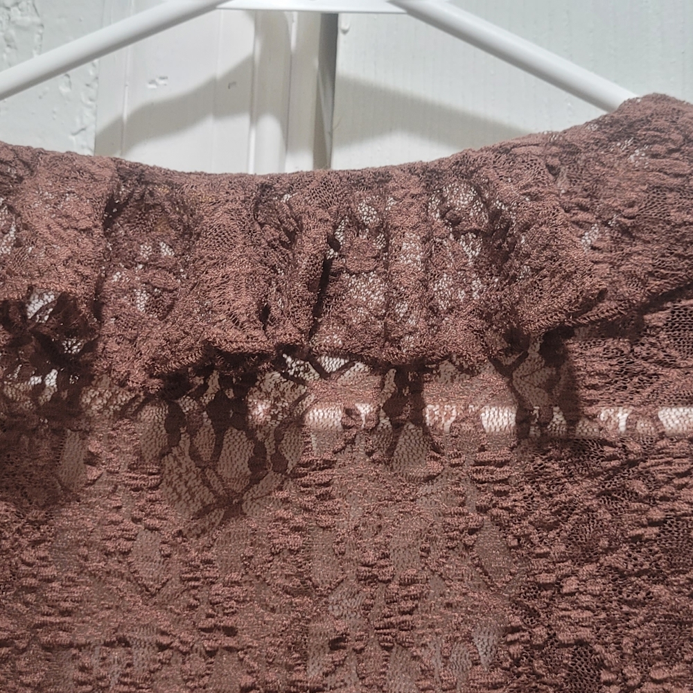Elegant Lace Blouse - Deep Brown